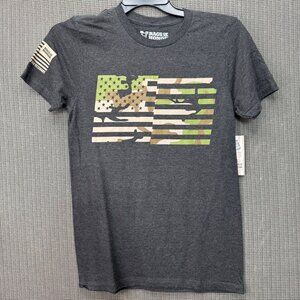 Rags Of Honor Size S Charcoal Gray T-Shirt With Camo American Flag Design